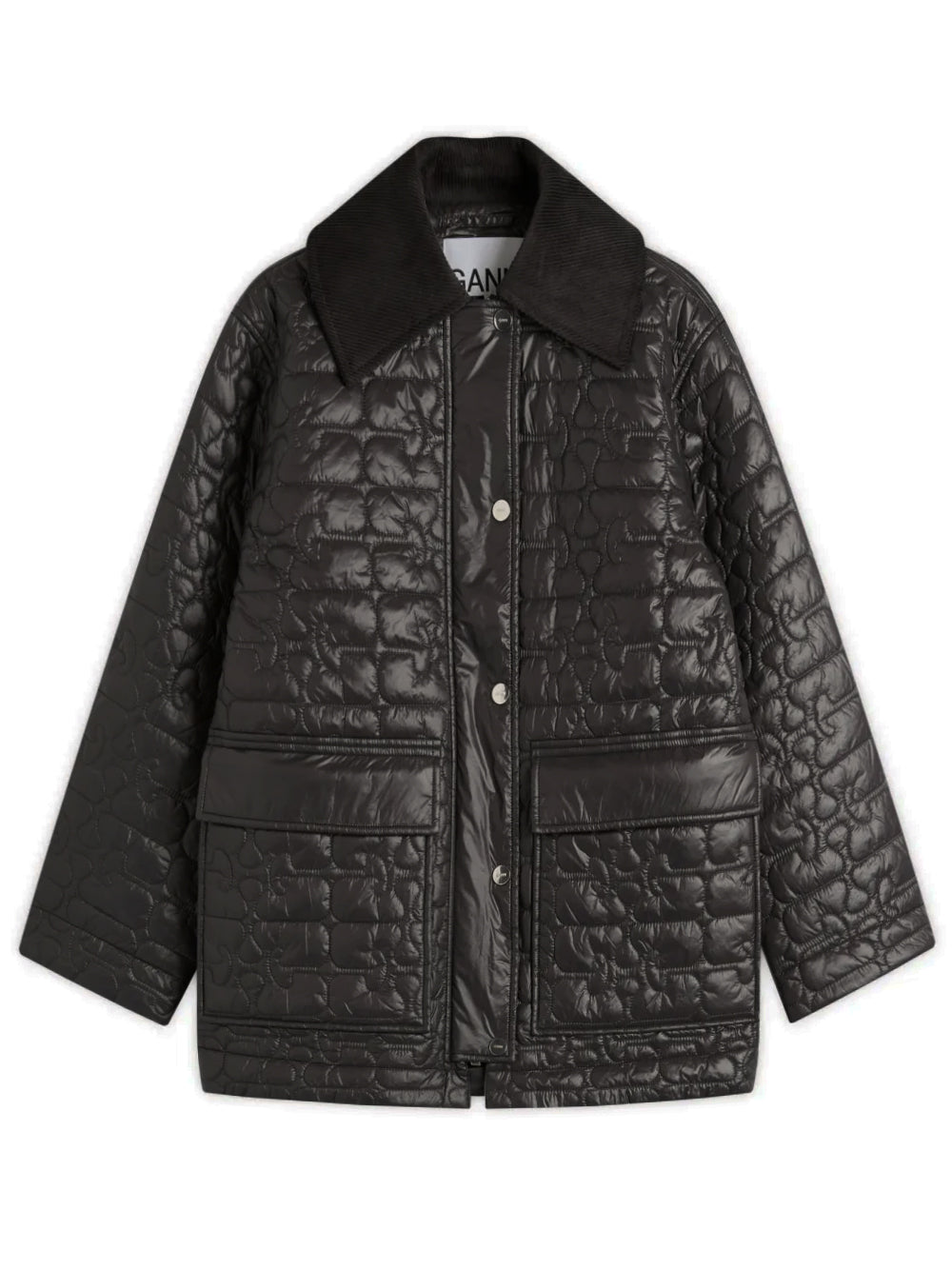 GANNI-SHINY QUILT MIDI JACKET-W0343 PHANTOM 252