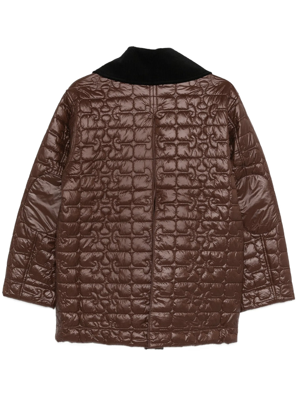 GANNI-SHINY QUILT MIDI JACKET-W0397 CHICORY COFFE 979