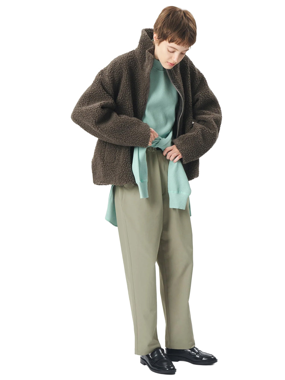 GOLDWIN-DEEP PILE FLEECE JACKET-GL36338 MOREL