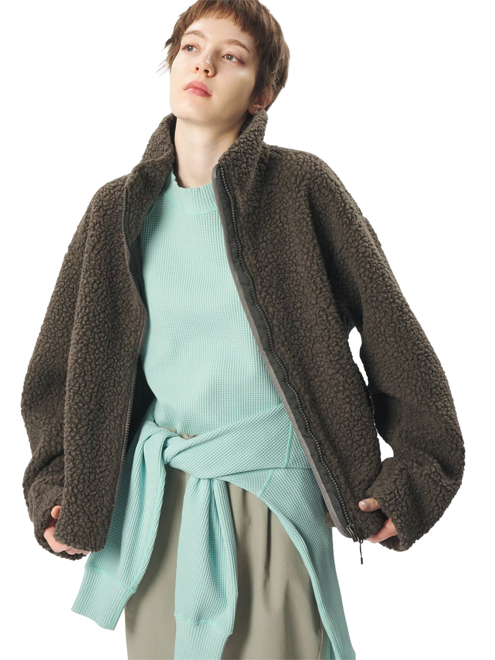 GOLDWIN-DEEP PILE FLEECE JACKET-GL36338 MOREL