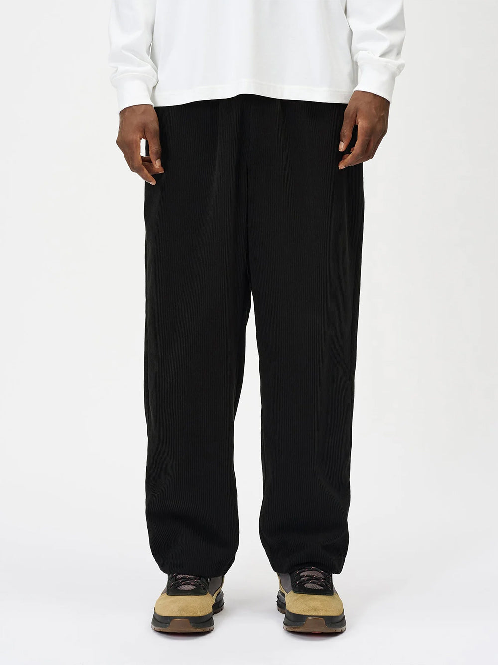 GOLDWIN-FINE WALE CORDUROY STRAIGHT PANTS-GL75376 BLACK