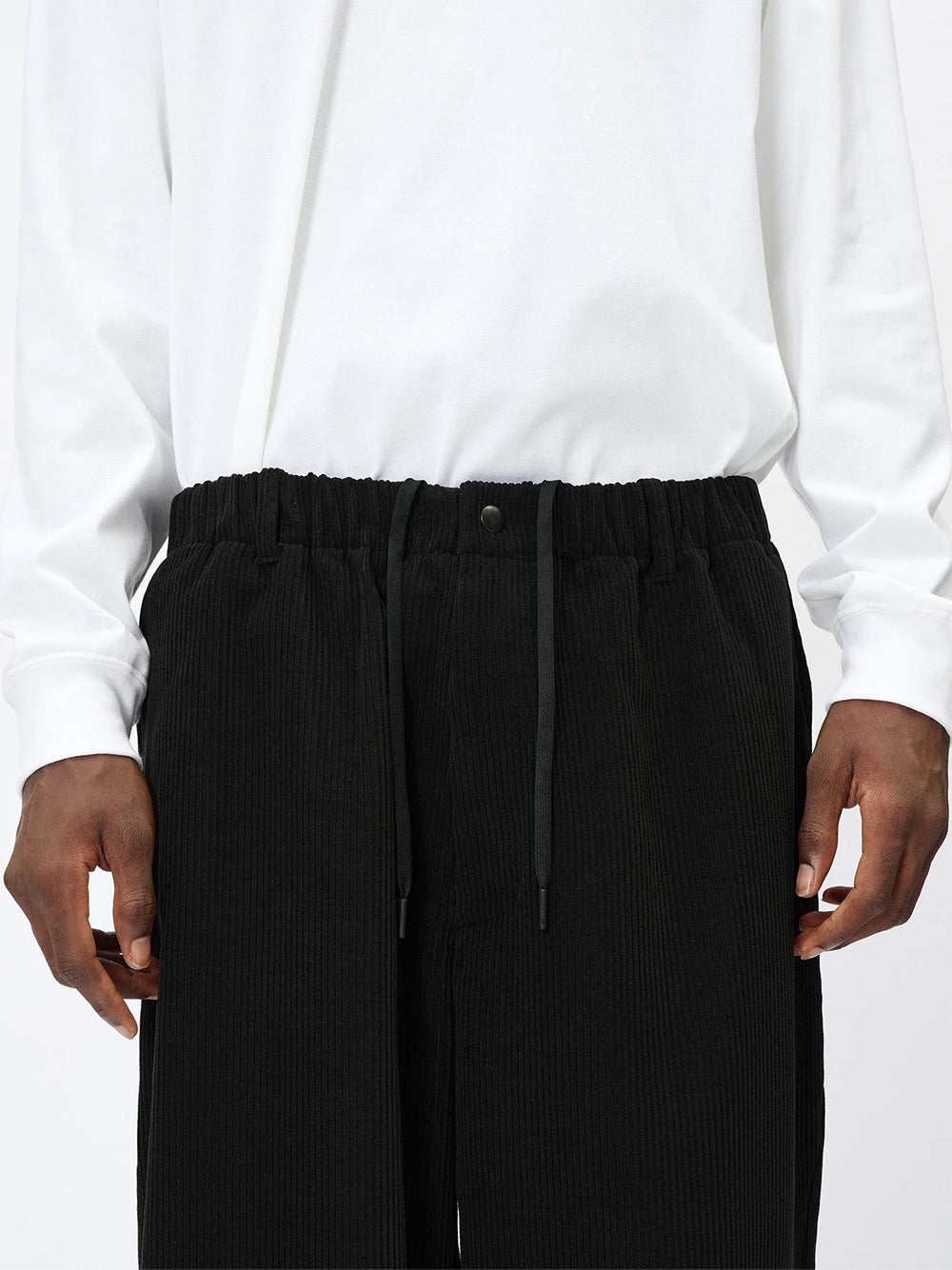 GOLDWIN-FINE WALE CORDUROY STRAIGHT PANTS-GL75376 BLACK