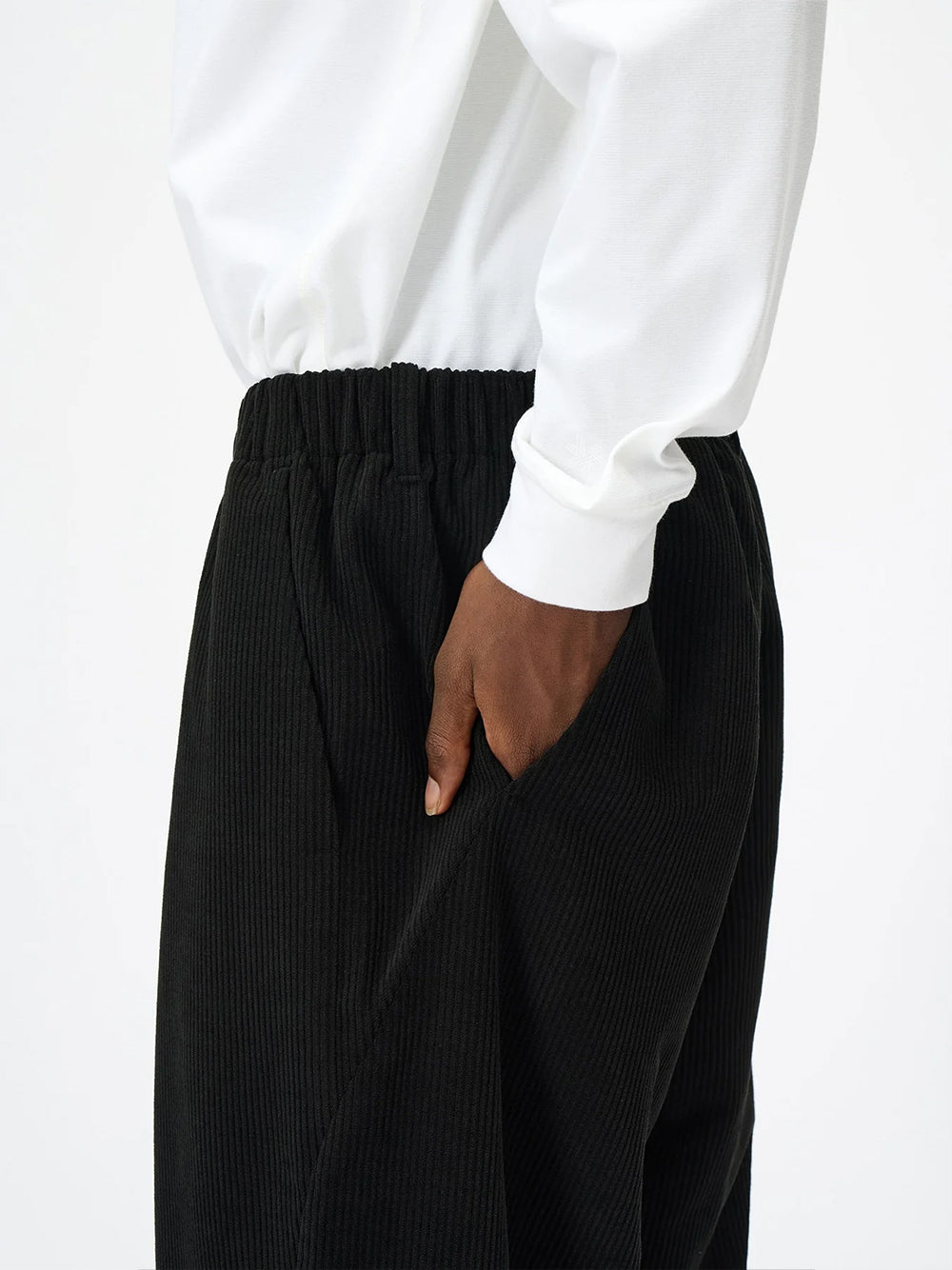 GOLDWIN-FINE WALE CORDUROY STRAIGHT PANTS-GL75376 BLACK