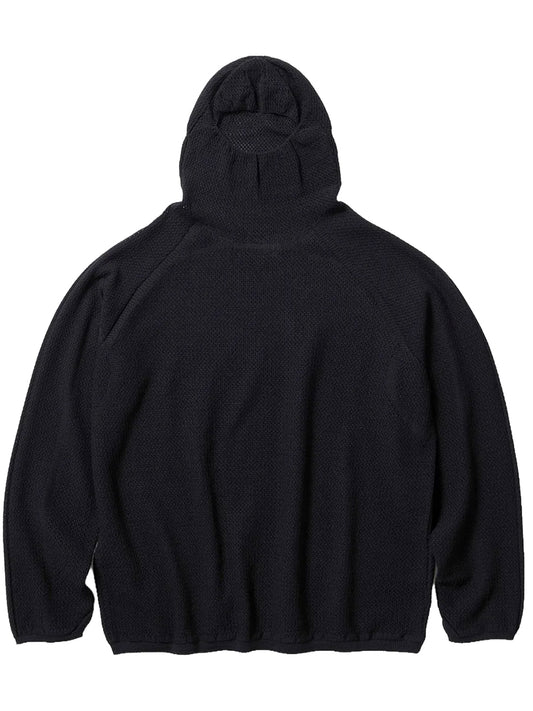 GOLDWIN-PERFORATED WHOLEGARMENT KNIT TOP-GZ35306 BLACK