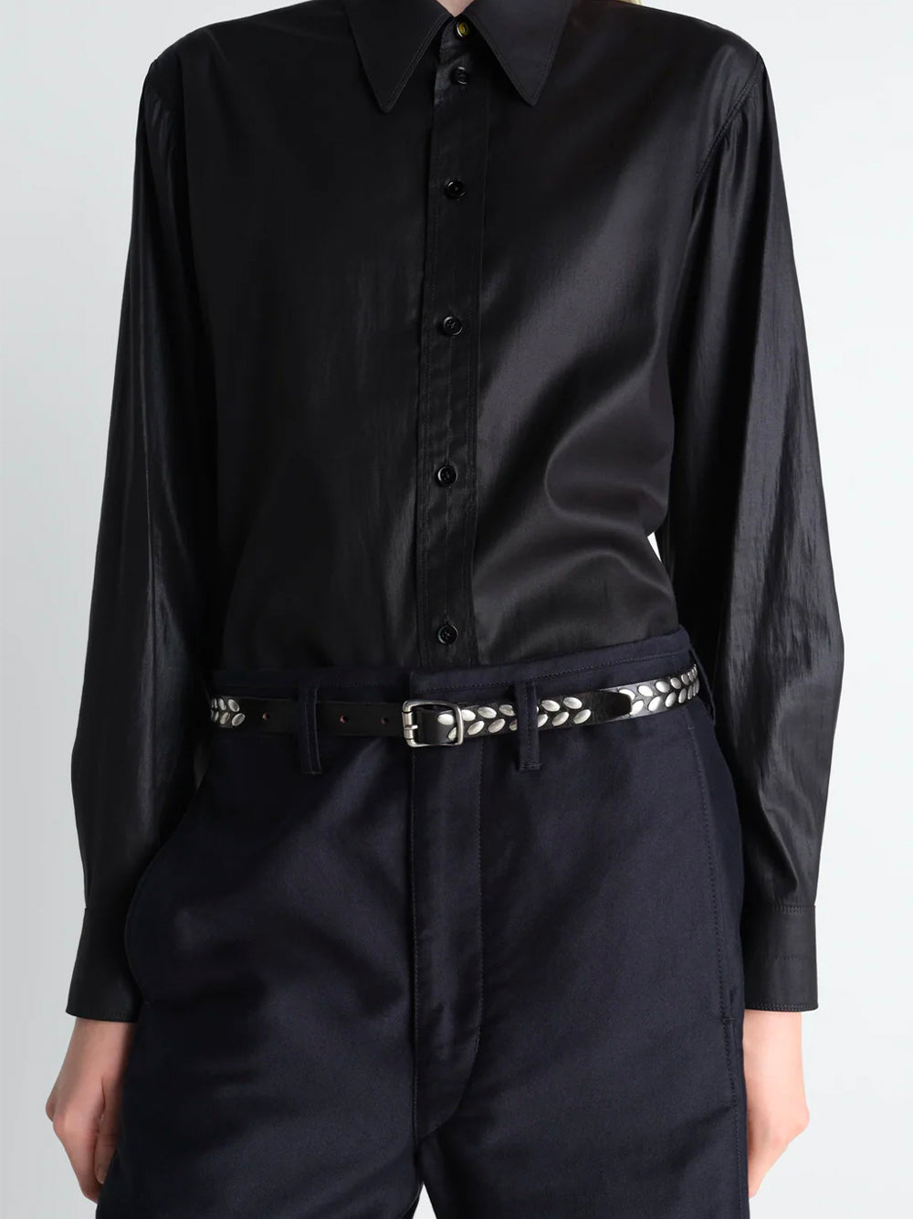 LEMAIRE-ALMOND STUD BELT 20-AC1212 LL0055 BR449 DARK BROWN