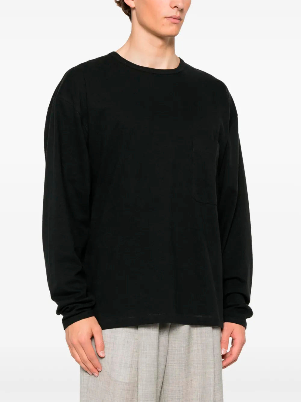 LEMAIRE-BOXY LS T-SHIRT-TO1340.LJ1010 BK995 JET BLACK