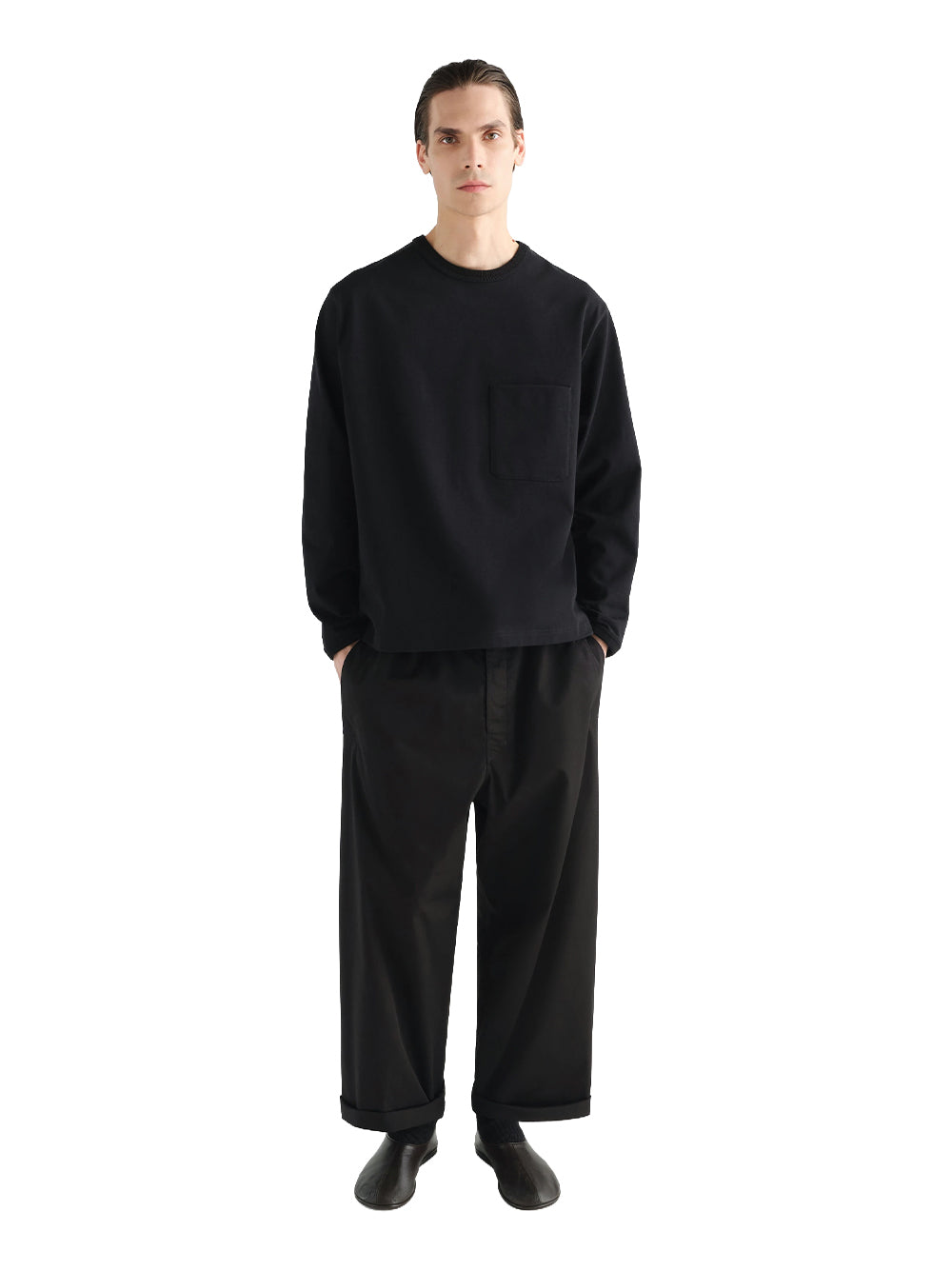 LEMAIRE-BOXY LS TEE-TS0045.LJ1073 BK999 BLACK