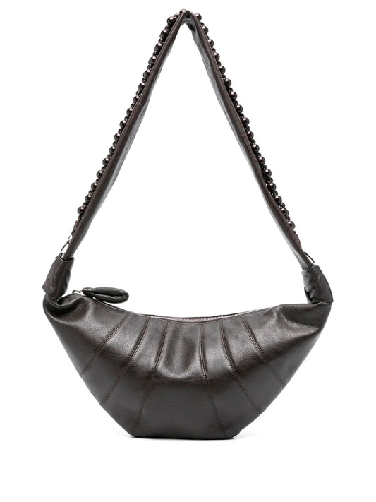 LEMAIRE-PEARLS MEDIUM CROISSANT BAG-BG0158.LL0131 BR490 DARK CHOCOLATE