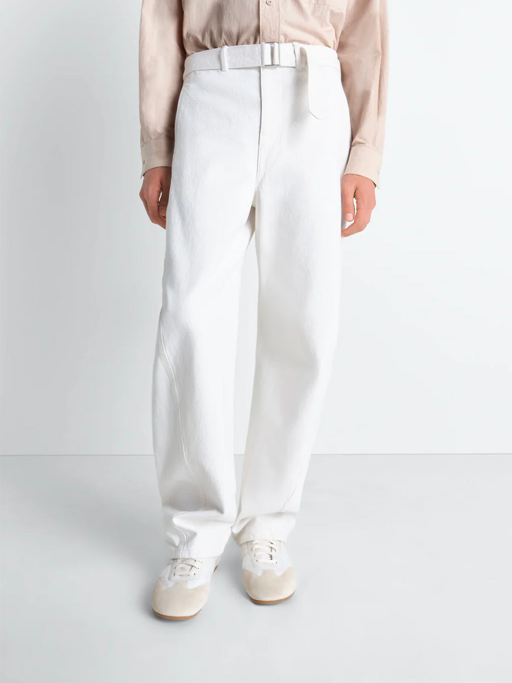 LEMAIRE-TWISTED BELTED PANTS-PA326 LD1070 WH086 MILK