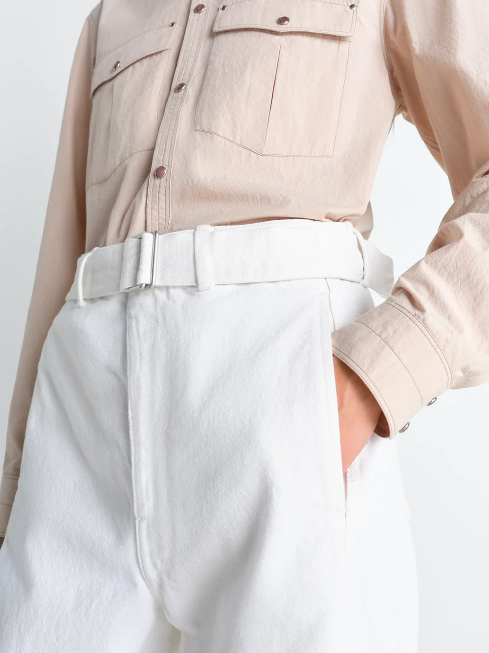 LEMAIRE-TWISTED BELTED PANTS-PA326 LD1070 WH086 MILK