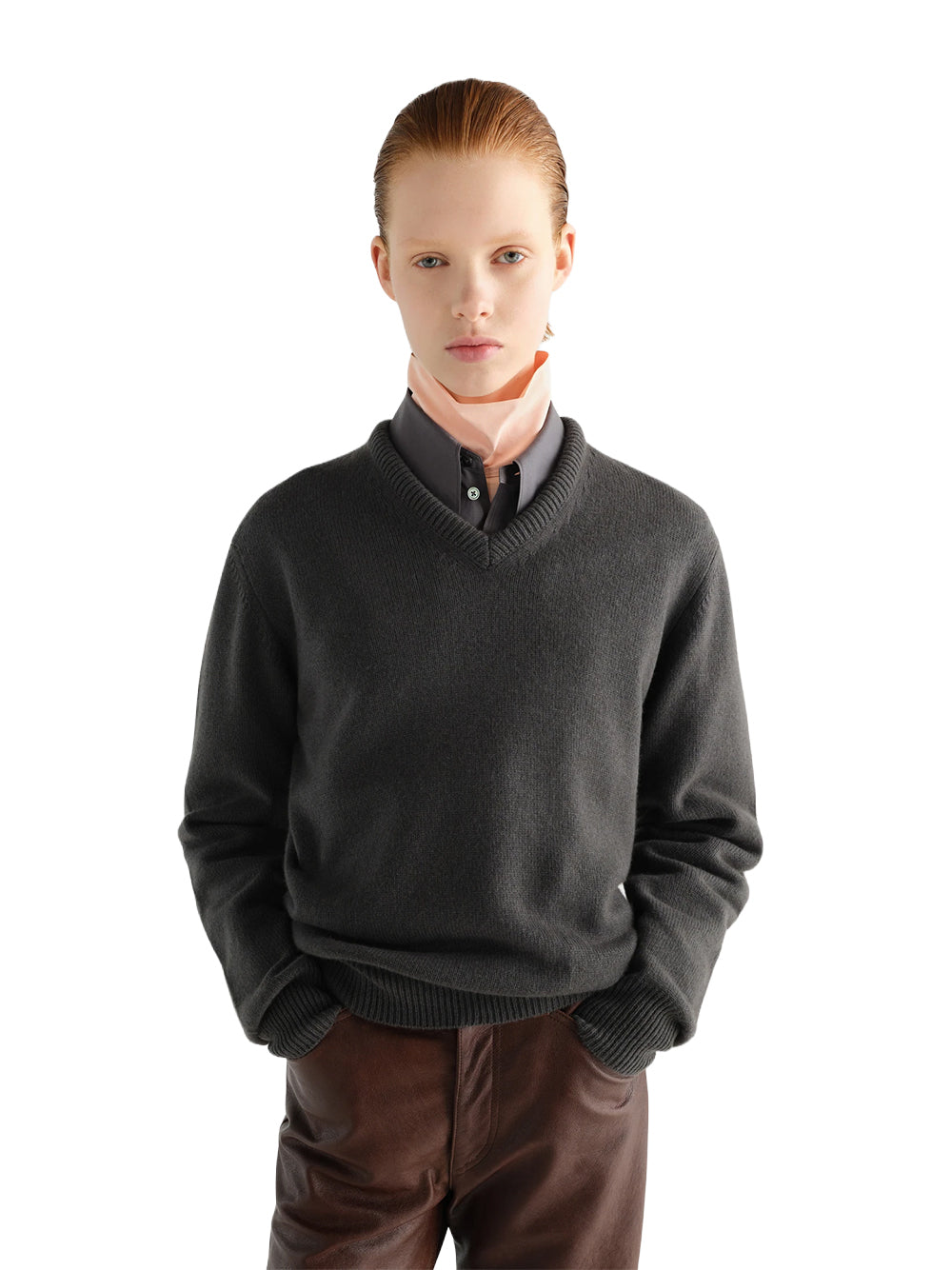 LEMAIRE-V-NECK SWEATER-PO0044.LK1062 BK502 STONE