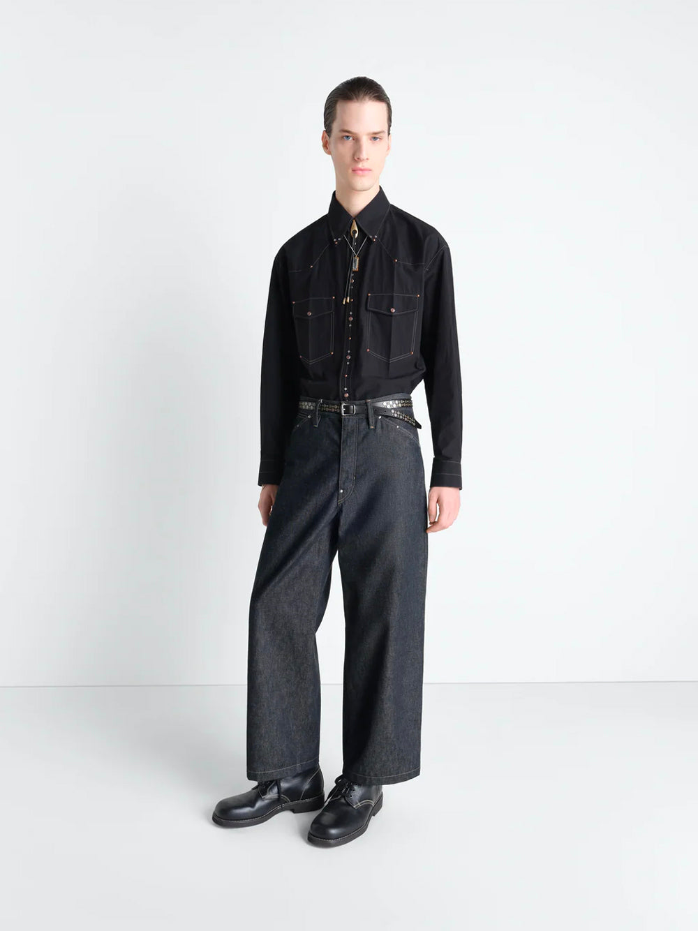 LEMAIRE-WIDE PANT WITH STUDS-PA1288 LD1061 BK965 SLATE