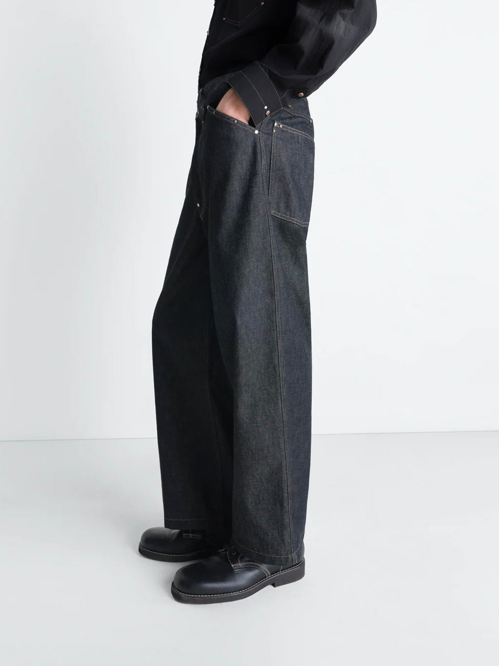 LEMAIRE-WIDE PANT WITH STUDS-PA1288 LD1061 BK965 SLATE