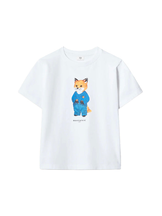 MAISON KITSUNÉ-DRESSED KIDDY FOX KID TEE-MQUJT01KJBIT2 P100 WHITE