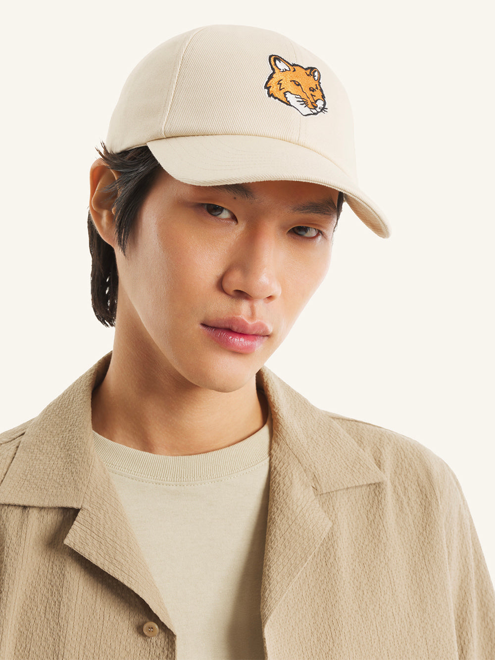 MAISON KITSUNÉ-FOX HEAD CAP-PM06100WW0096 0428 DRIFTWOOD