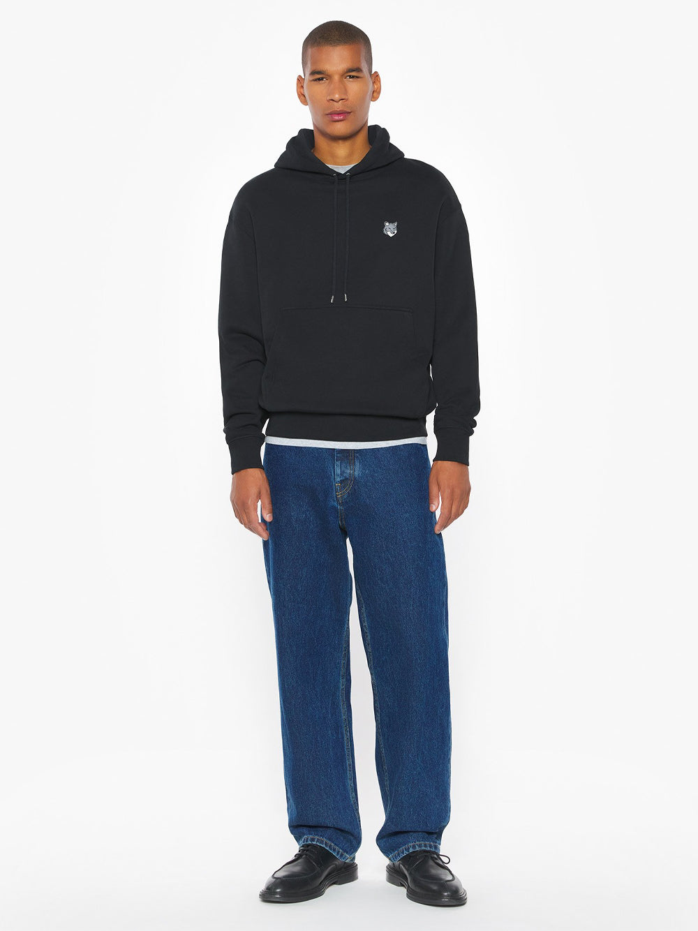 MAISON KITSUNÉ-FOX HEAD COMFORT HOODIE-PM00703KM0341 P199 BLACK