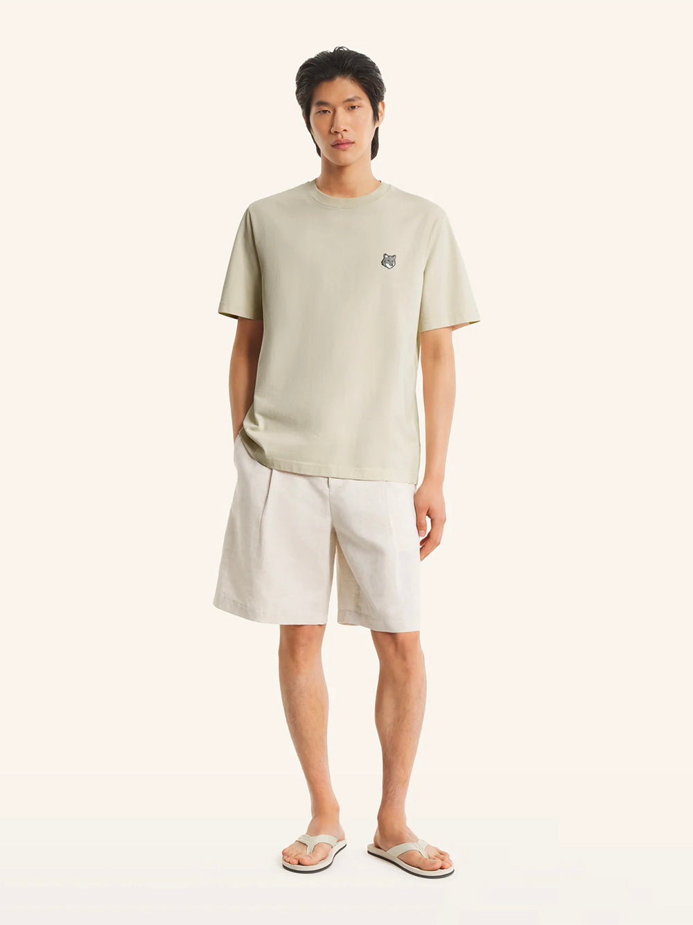 MAISON KITSUNÉ-FOX HEAD COMFORT TEE-PM00108KJ7025 0450 TEA LEAF