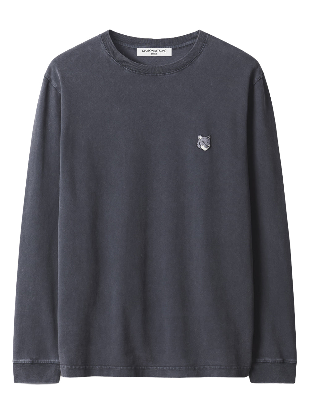 MAISON KITSUNÉ-FOX HEAD FADED COMFORT LS TEE-PM00119KJBIT7 0519 BLACK FADED
