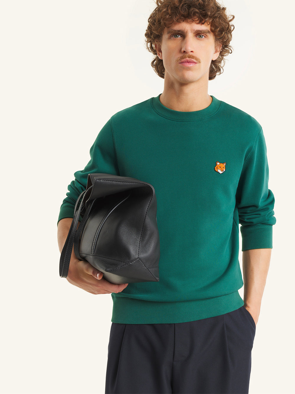 MAISON KITSUNÉ-FOX HEAD REGULAR SWEATSHIRT-PM00303KM0340 P399 BOTTLE GREEN