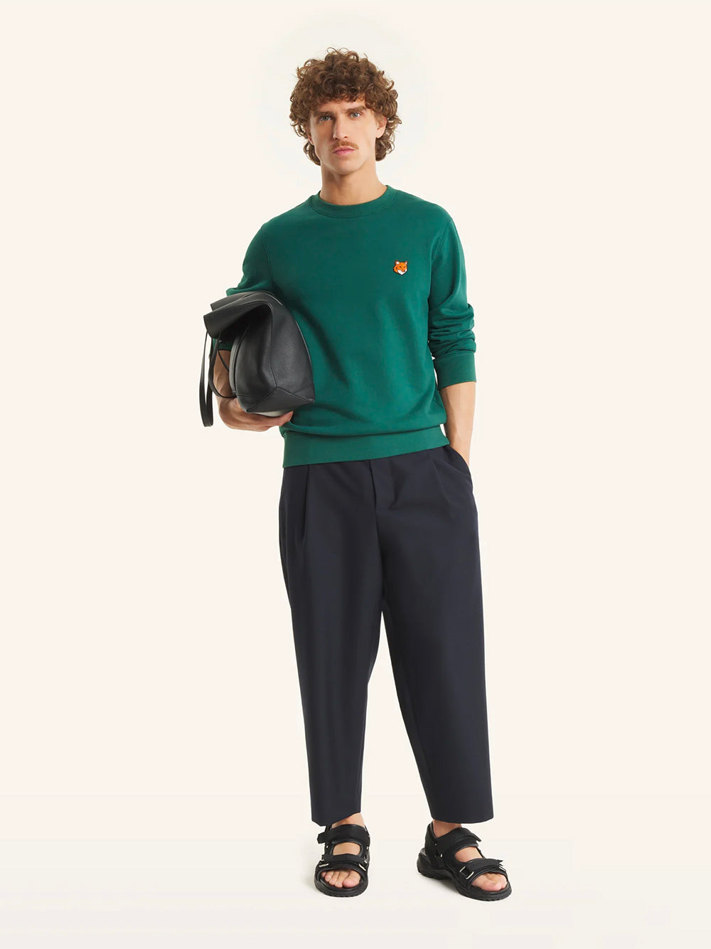 MAISON KITSUNÉ-FOX HEAD REGULAR SWEATSHIRT-PM00303KM0340 P399 BOTTLE GREEN