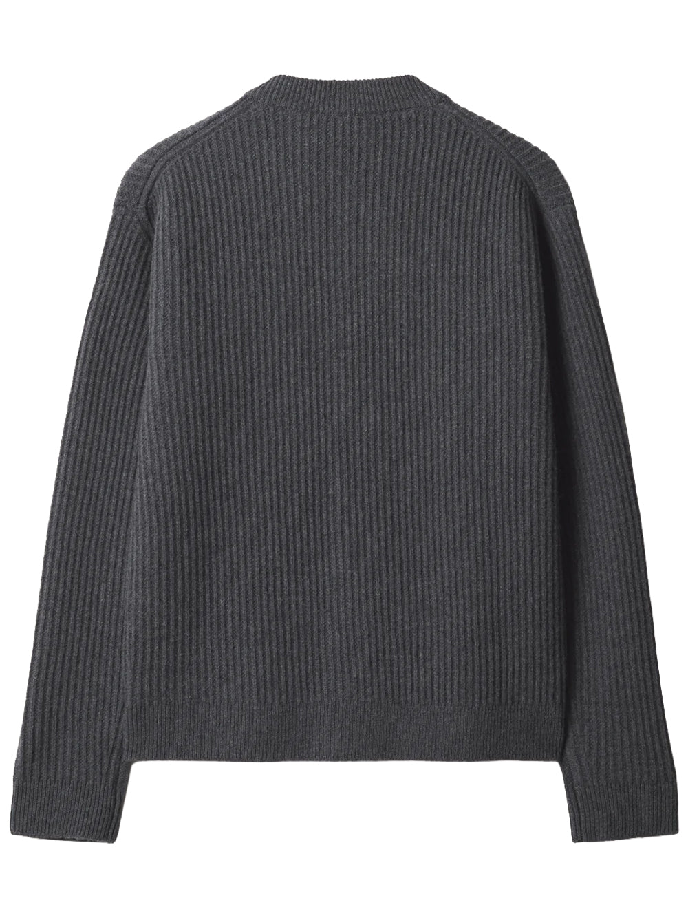 MAISON KITSUNÉ-FOX HEAD RIBBED REGULAR CARDIGAN-PM00508KT1149 P190 ANTHRACITE