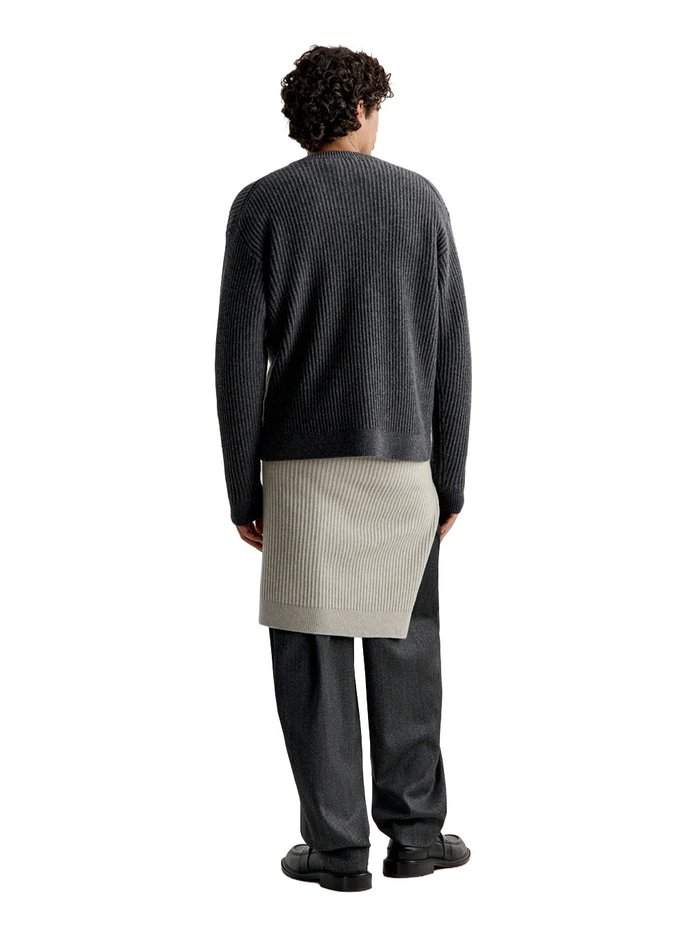 MAISON KITSUNÉ-FOX HEAD RIBBED REGULAR CARDIGAN-PM00508KT1149 P190 ANTHRACITE