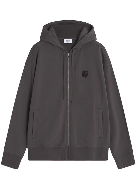 MAISON KITSUNÉ-FOX HEAD ZIPPED OVERSIZE HOODIE-PM02138KM0340 P180 CHARCOAL