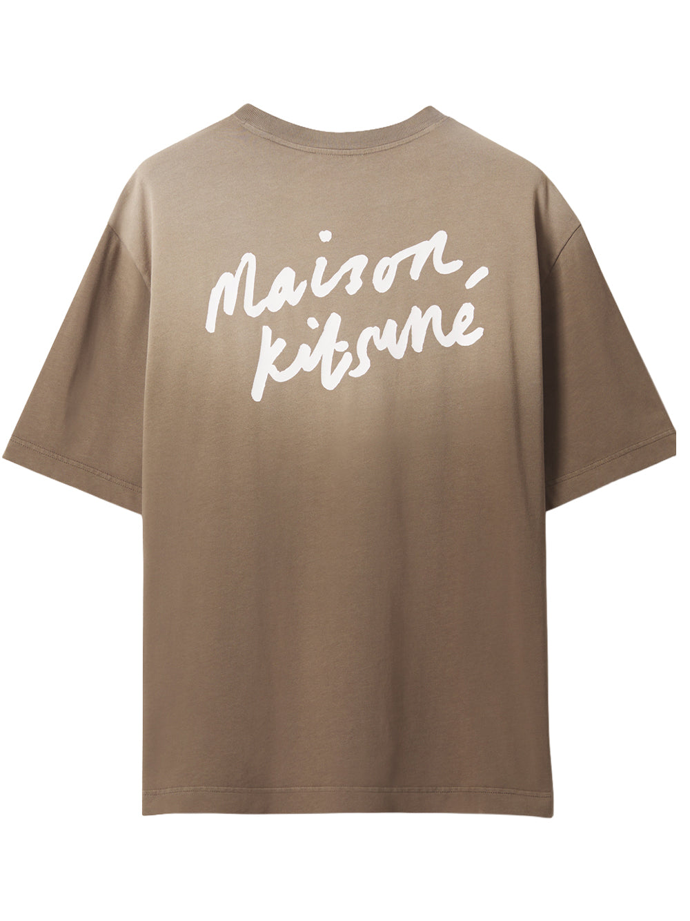 MAISON KITSUNÉ-HANDWRITING FADED OVERSIZE TEE-MRMJT23KJBIT8 0644 DEEP KAKI FADED