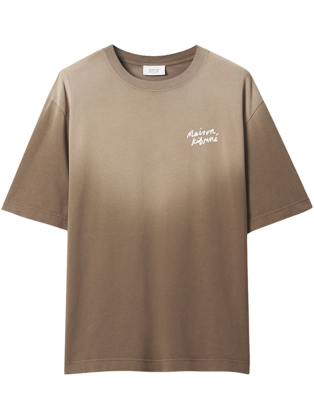 MAISON KITSUNÉ-HANDWRITING FADED OVERSIZE TEE-MRMJT23KJBIT8 0644 DEEP KAKI FADED