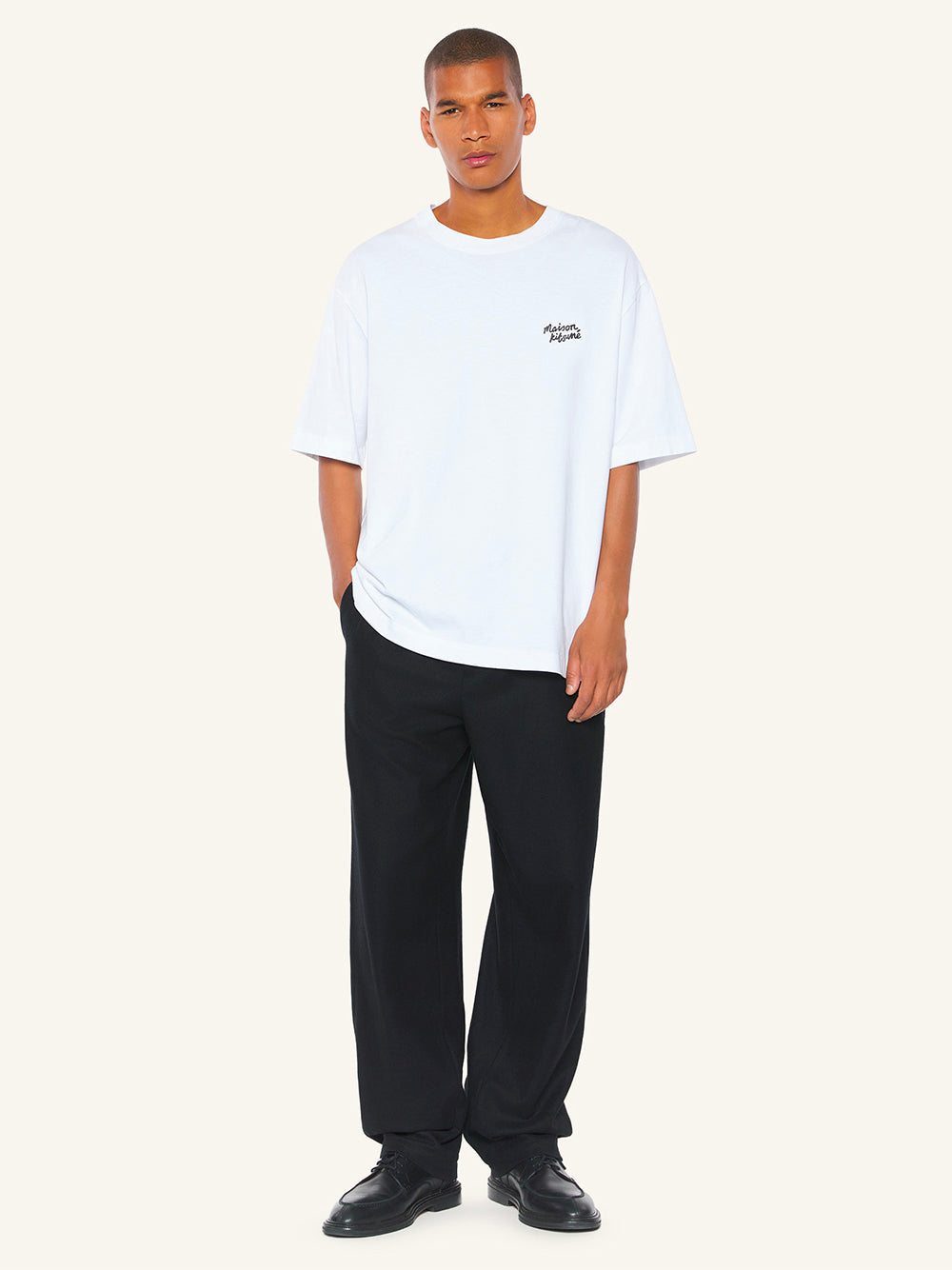 MAISON KITSUNÉ-HANDWRITING OVERSIZE TEE-PM00110KJ0119 M186 WHITE/BLACK
