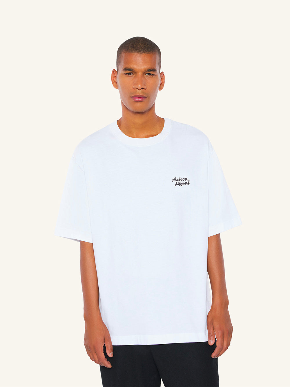 MAISON KITSUNÉ-HANDWRITING OVERSIZE TEE-PM00110KJ0119 M186 WHITE/BLACK