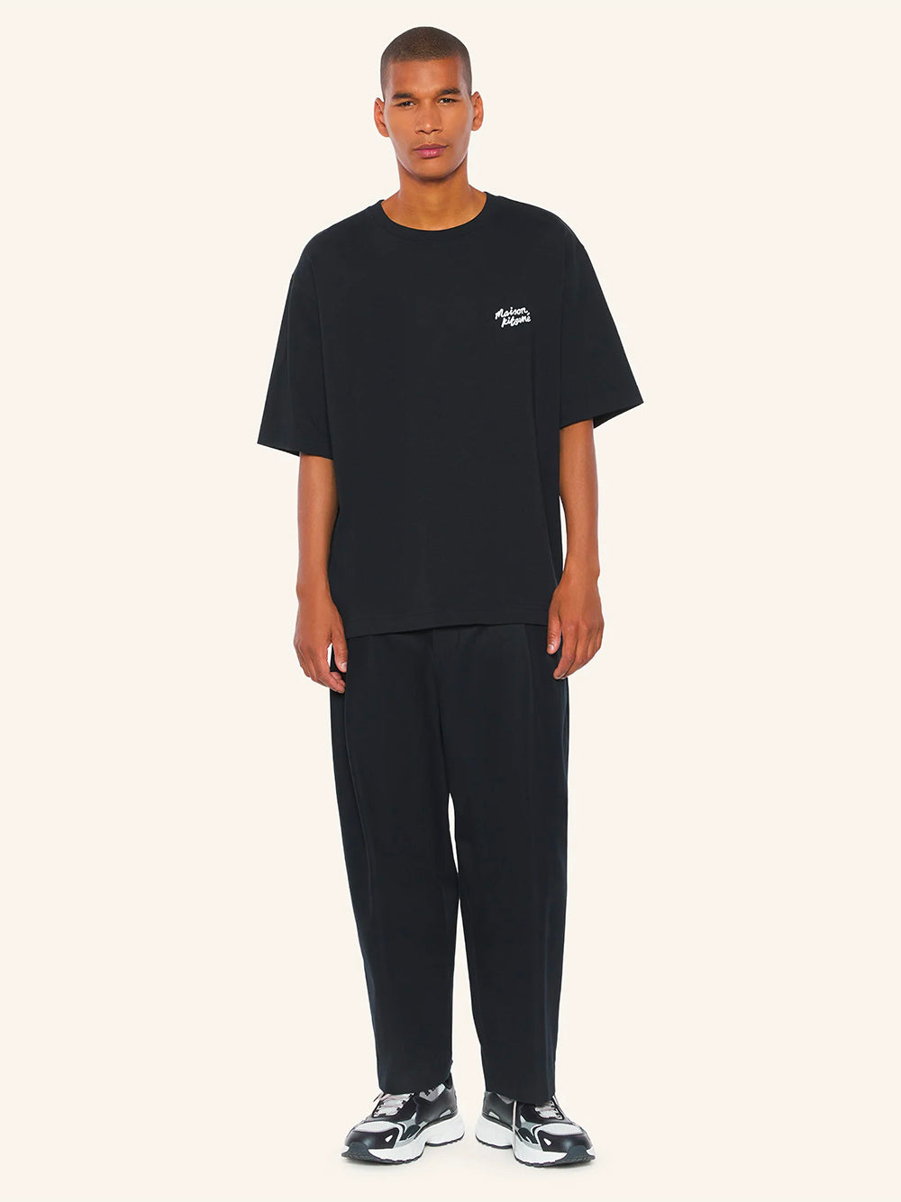 MAISON KITSUNÉ-HANDWRITING OVERSIZE TEE-PM00110KJ0119 O197 BLACK/WHITE