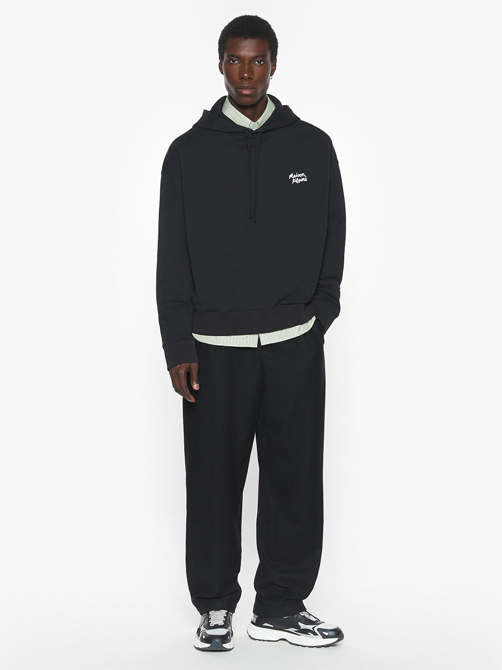 MAISON KITSUNÉ-MAISON KITSUNÉ HANDWRITING OVERSIZE HOODIE-PM00704KM0340 P199 BLACK