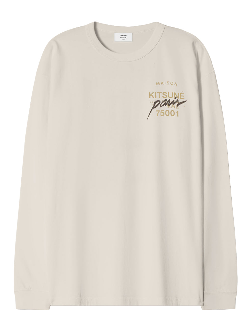 MAISON KITSUNÉ-MMII FOX HEAD OVERSIZE LS TEE-MQMJT01KJ0119 0063 NOBLE BEIGE
