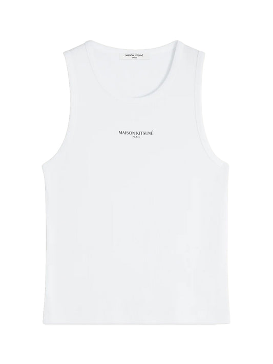 MAISON KITSUNÉ-PARIS RIBBED TANK TOP-QM00600KA0033 P100 WHITE