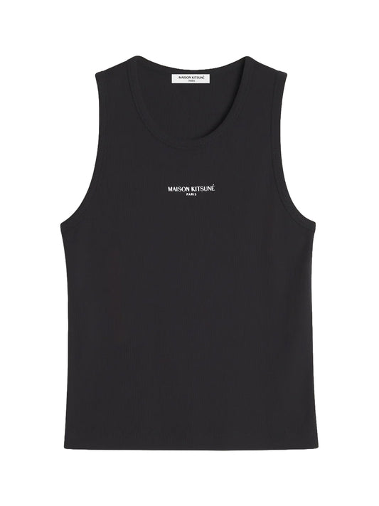 MAISON KITSUNÉ-PARIS RIBBED TANK TOP-QM00600KA0033 P199 BLACK