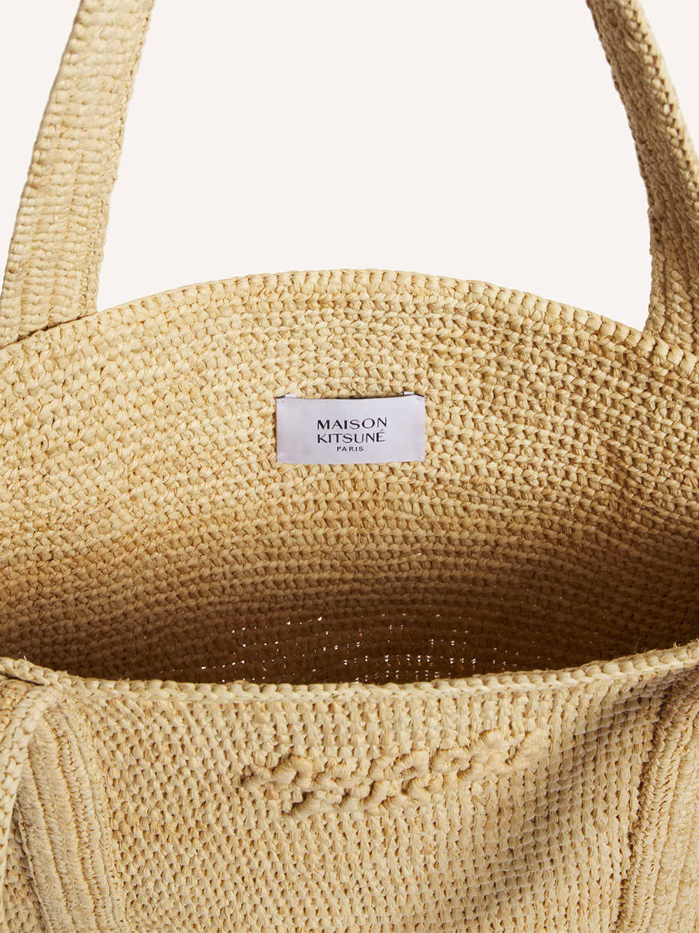MAISON KITSUNÉ-RAFFIA TOTE-QU05107OF0019 0428 DRIFTWOOD