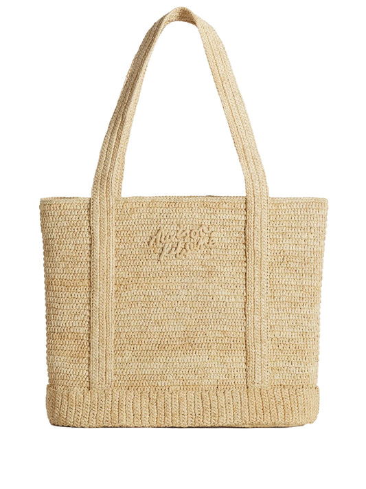 MAISON KITSUNÉ-RAFFIA TOTE-QU05107OF0019 0428 DRIFTWOOD