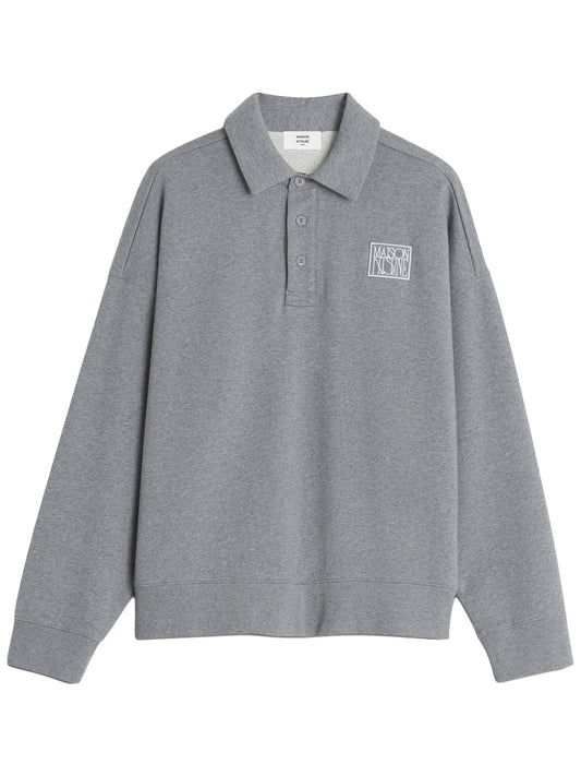 MAISON KITSUNÉ-STAMP OVERSIZE POLO SWEASHIRT-QM00304KM0340 H131 MEDIUM GREY MELANGE