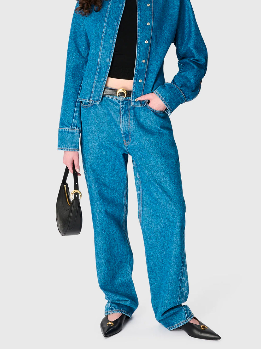 MARINE SERRE-MOON LASER BLUE WASH DENIM BAGGY JEANS-WPA169ACDEN0002 BL05 LIGHT BLUE