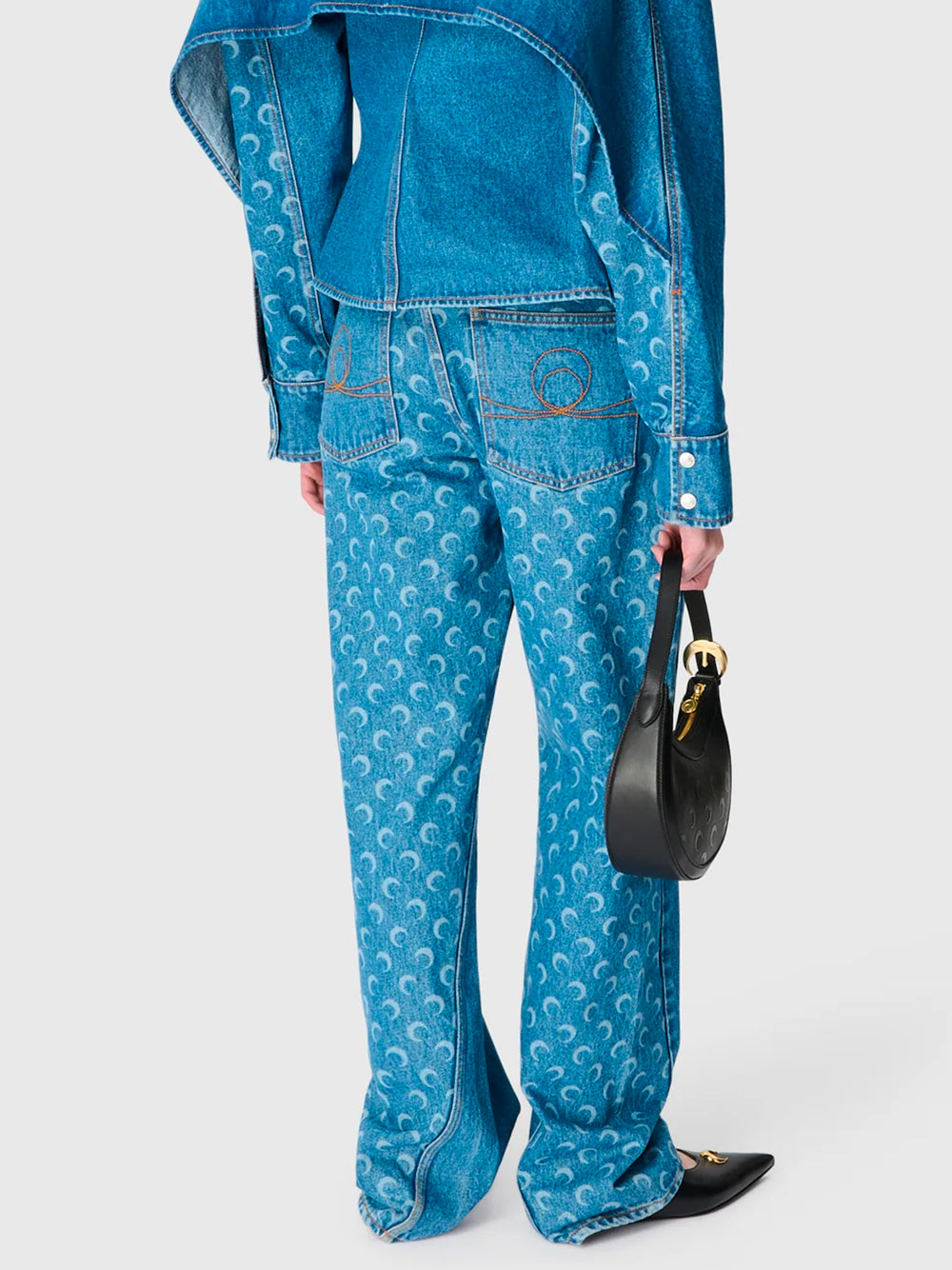 MARINE SERRE-MOON LASER BLUE WASH DENIM BAGGY JEANS-WPA169ACDEN0002 BL05 LIGHT BLUE