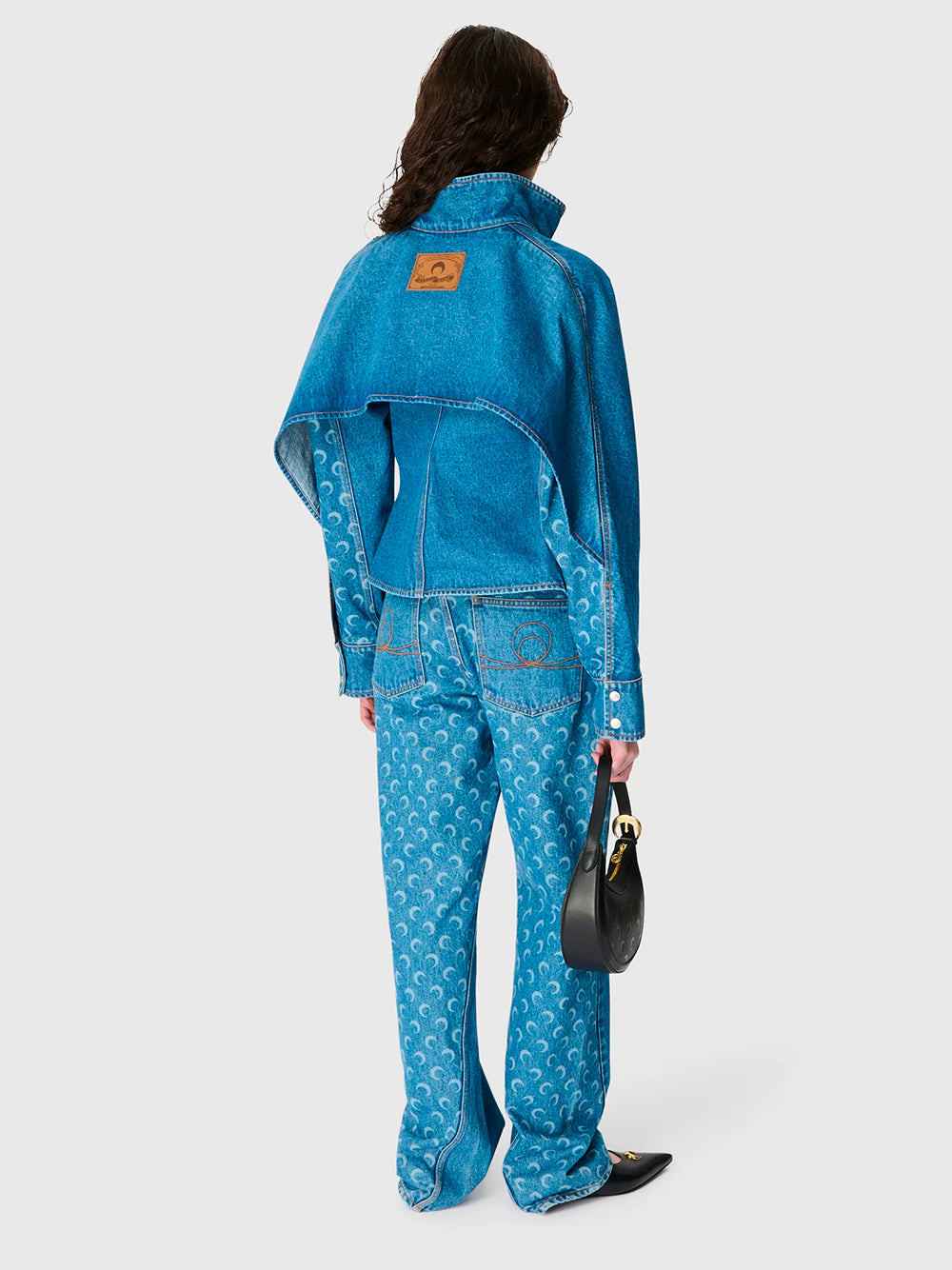 MARINE SERRE-MOON LASER BLUE WASH DENIM LS SHIRT-WSI033ACDEN0002 BL05 LIGHT BLUE