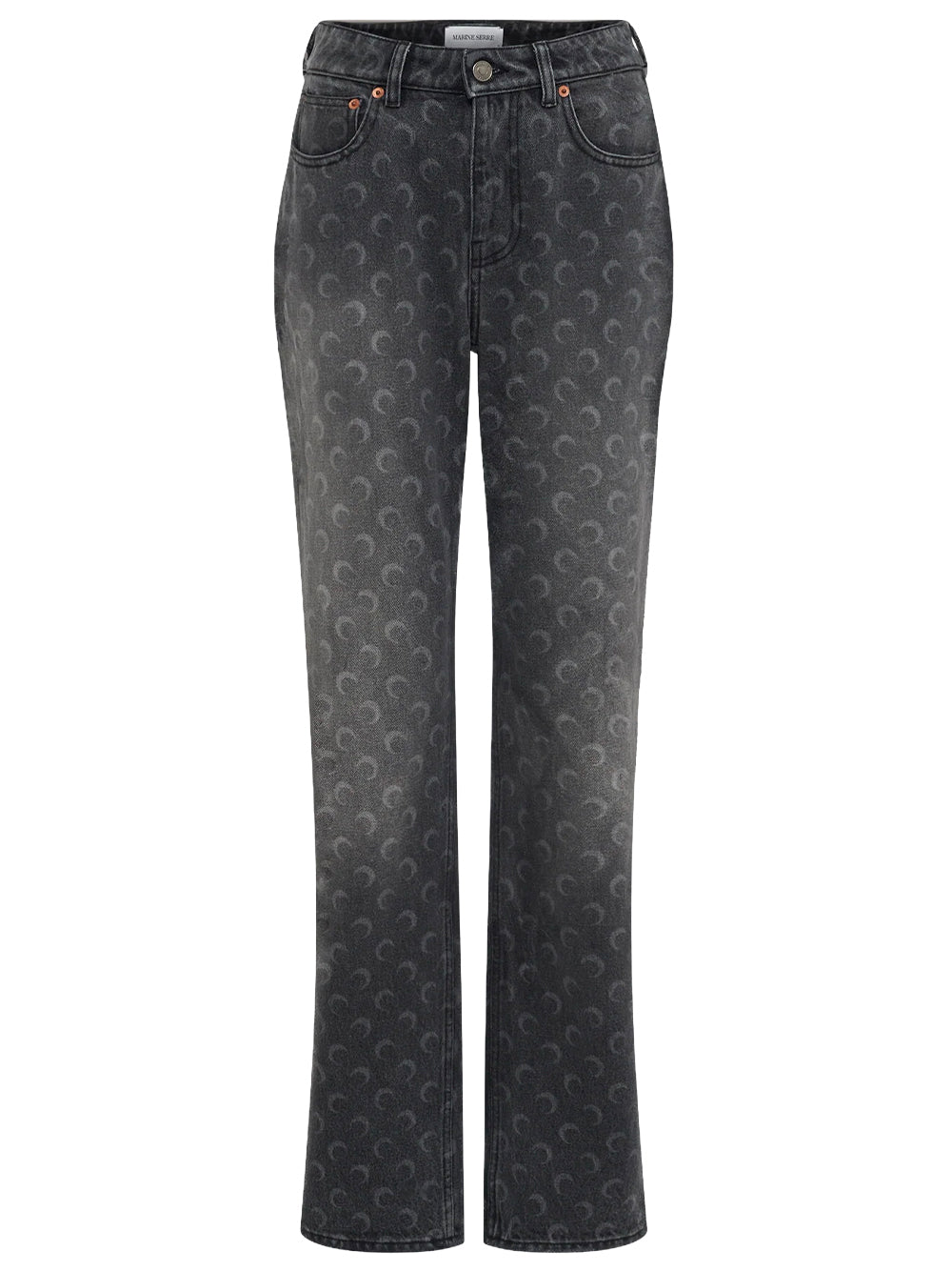 MARINE SERRE-MOON LASER GREY WASH DENIM STRAIGHT JEANS-WPA128BCDEN0006 GR90 DARK GREY