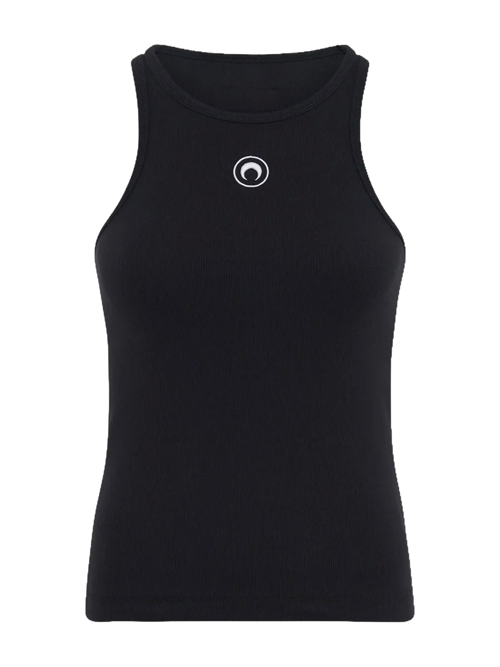 MARINE SERRE-MOON LOGO RIBBED JERSEY TANK TOP-WTT014ACJER0011 BK99 BLACK