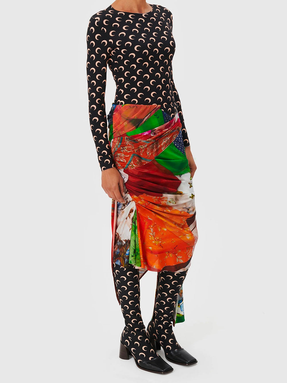 MARINE SERRE-MOON PRINTED JERSEY LS CATSUIT-WJS002ACJER0001 IT99 INVERSE TAN