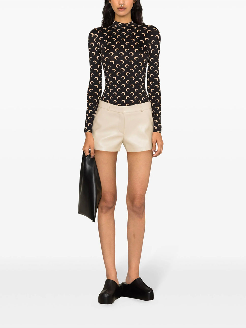 MARINE SERRE-MOON PRINTED JERSEY LS HIGHNECK TOP-WTS005ACJER0001 IT99 INVERSE TAN