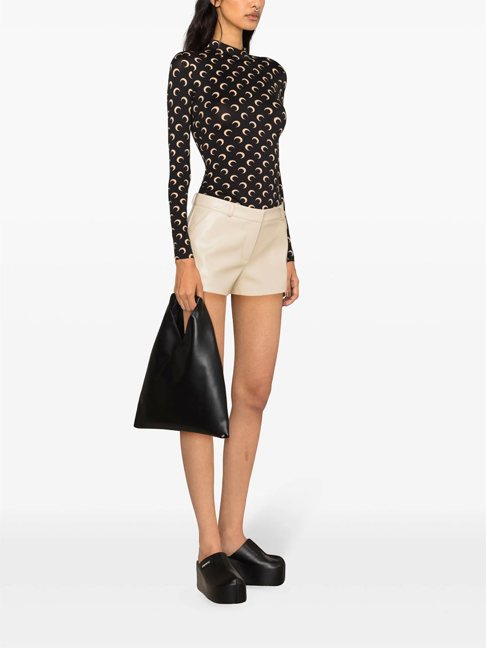 MARINE SERRE-MOON PRINTED JERSEY LS HIGHNECK TOP-WTS005ACJER0001 IT99 INVERSE TAN