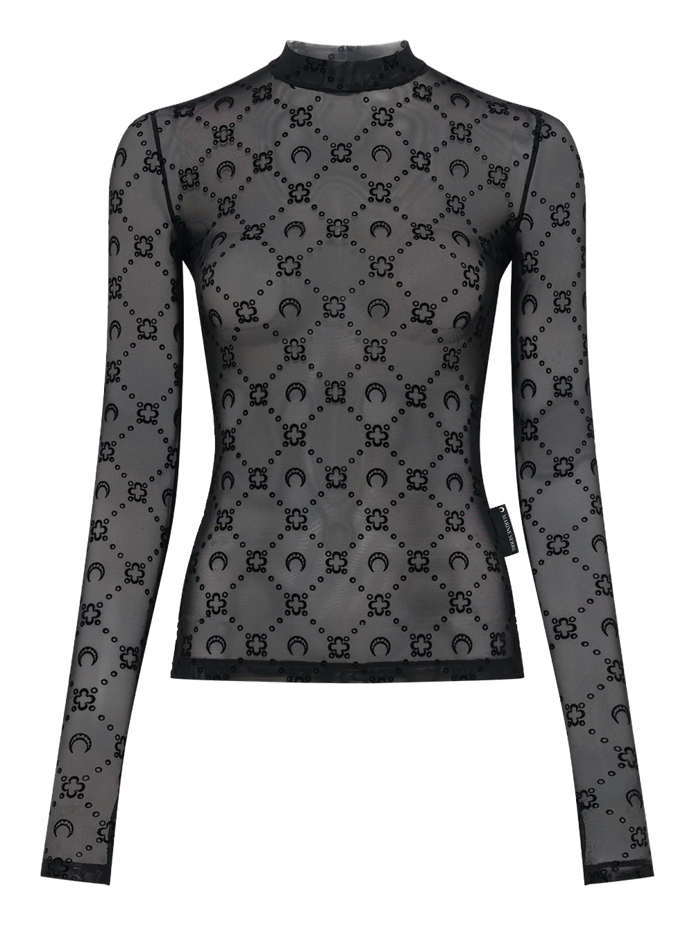 MARINE SERRE-MOONOGRAM MESH FLOCK LS HIGHNECK TOP-WTO388ACJER0005 BK99 BLACK