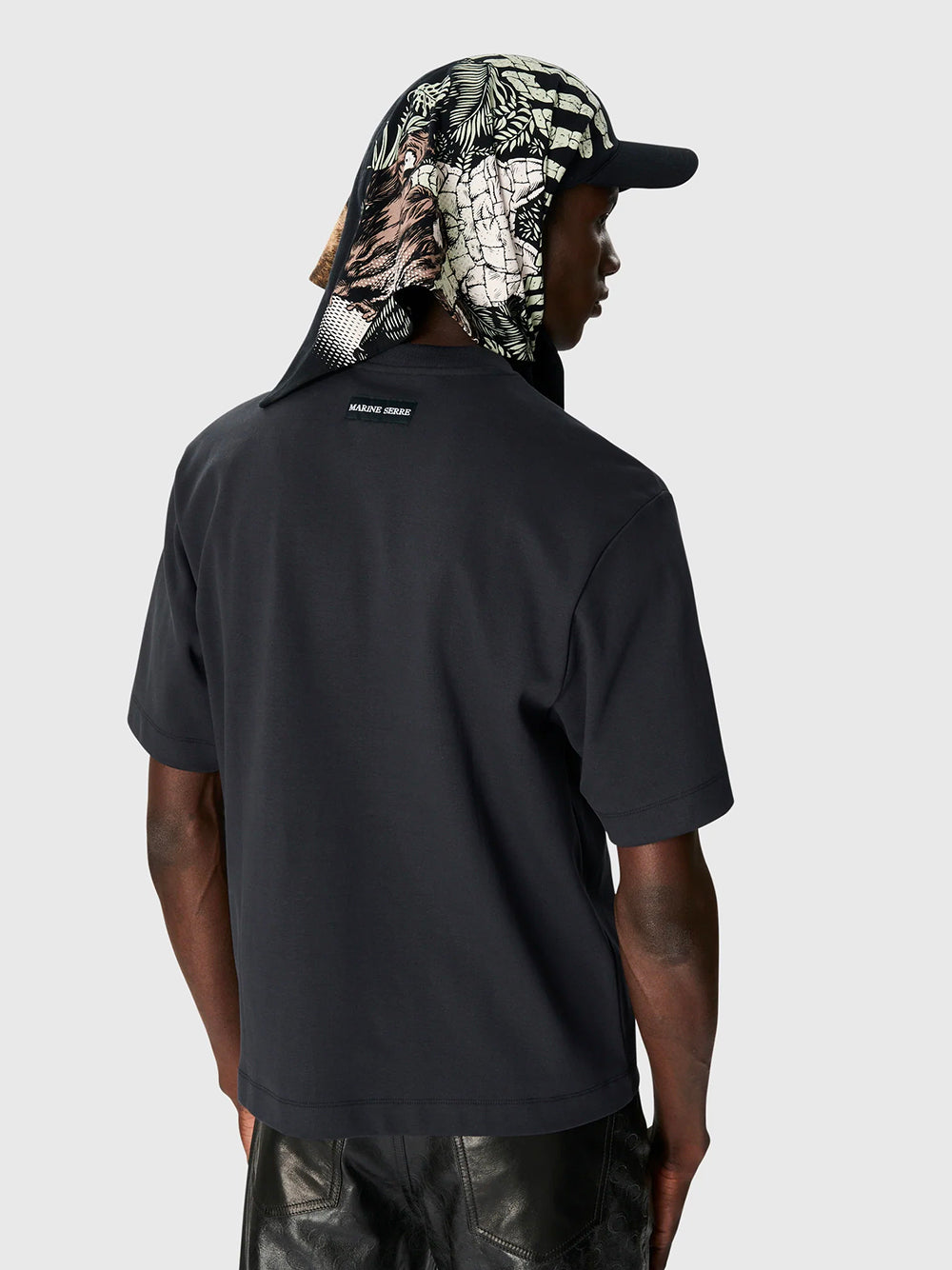 MARINE SERRE-MS SPORTS JERSEY RELAXED T-SHIRT-UTT001ACJER0072 BK97 BLACK/RED