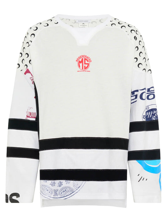 MARINE SERRE-REGENERATED GRAPHIC JERSEY LS HOCKEY T-SHIRT-MTT095AUJER0003 WH10 WHITE
